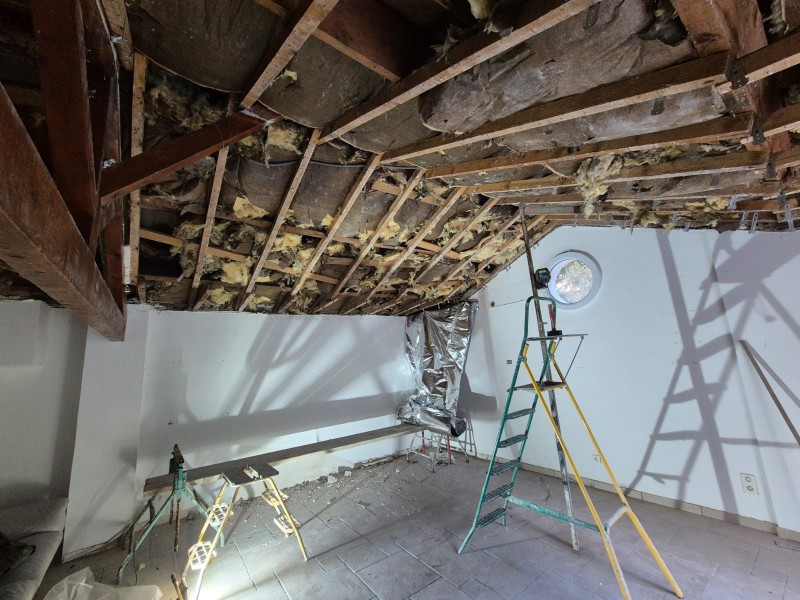 Rénovation de faux plafond, Rousset (13), ossature métallique, isolant mince multicouche, BA13